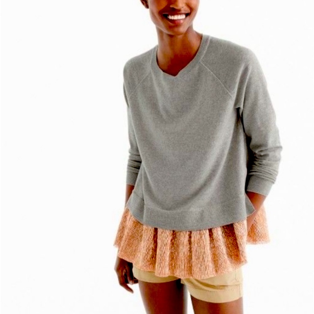 J. Crew Grey Merino Sweater w/Rose Gold Layer